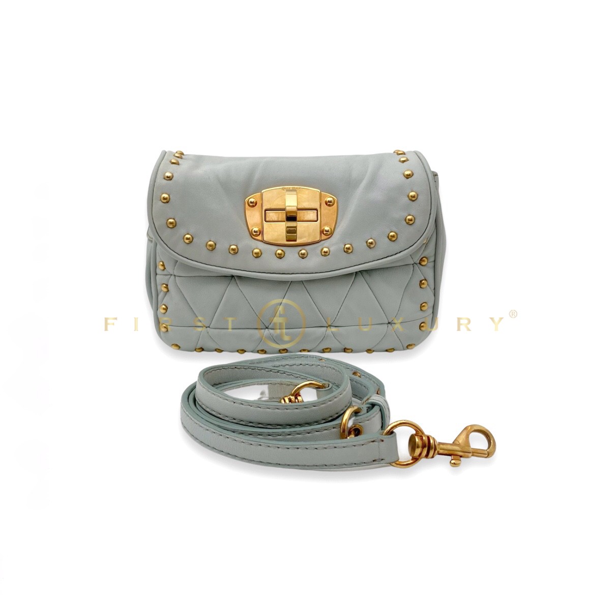 バッグ MIUMIU Archive turn lock enamel bag miumiu ミュウミュウ 90s Archive ステッチデザイン レザー